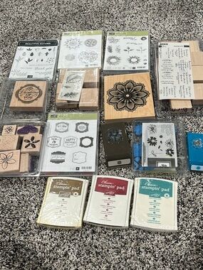 Stampin' Up! Craft Stamp & Ink Lot - Black, Blue, Brown